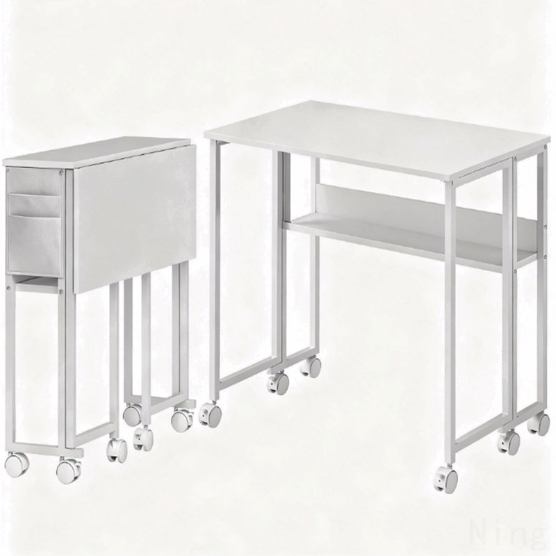 Foldable Desk With Storage Bag,Folding Computer Desk,For Small Spaces, Home Office, White, White
