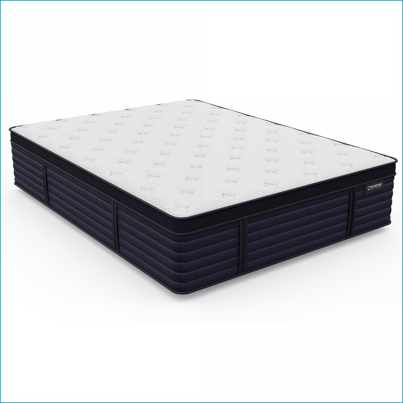 Mattresses, Diamond Hughes 14.5" Firm Queen Latex Hybrid Euro-Top with Cool-Touch Fabric, Greenguard Gold Certified, Made in USA | White | Foam+Spring