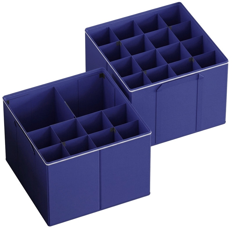 Shoe Organizer for Closet, 2 Pack Foldable Shoe Storage Containers with Adjustable Dividers, Fits 16-32 Pairs for Home and Closet Organization