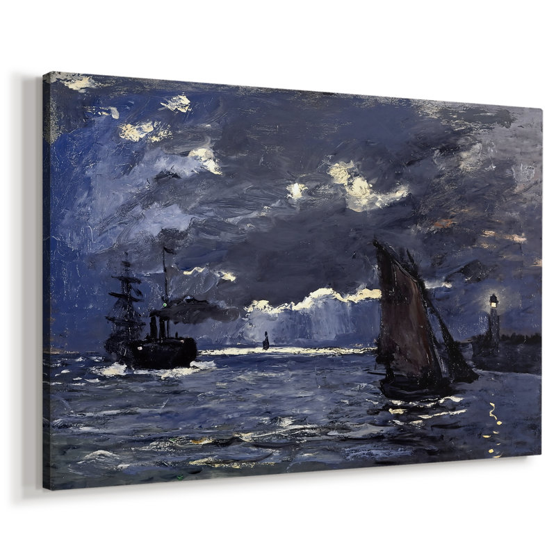 Un paysage marin, expédition au clair de lune-Claude Monet-Toile tendue avec châssis-1864, 40x60
