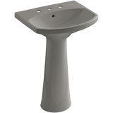 Cimarron® 26.81" Vitreous China U-Shape Pedestal Bathroom Sink with Overflow