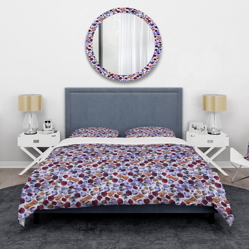 Precious Stones Ii foncé - ensemble de housse de couette moderne - microfibre de polyester