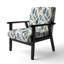 Fauteuil d'appoint vintage bleu et vert Ikat Simplicity - Velours rembourré victorien