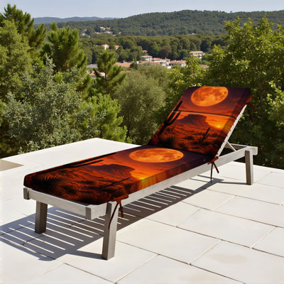  Coussin de patio pour l'extérieur 3 po Giant Orange Moon Desert Mesa Landscape Cactus Sunset