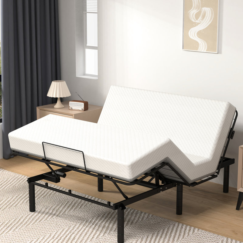 Lit réglable classique grand lit, structure zéro, capacité de 750 lb, deux ports, pliable et pratique pour lit confortable, lit zéro, support, assemblage