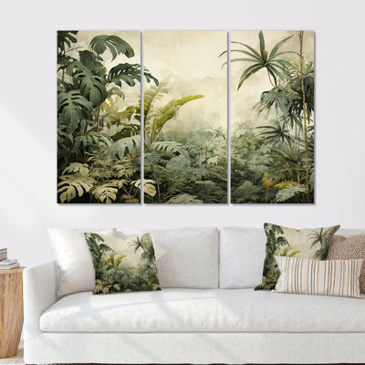 Vintage Jungle Landscape - Jungle Canvas Wall Art Set