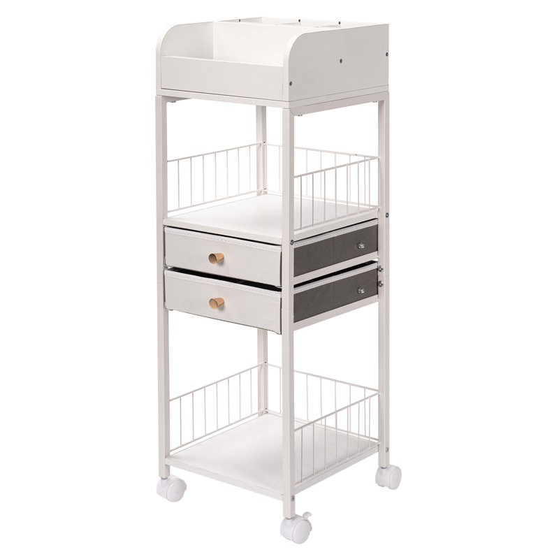 Chariot de maquillage avec tiroirs, Blanc
