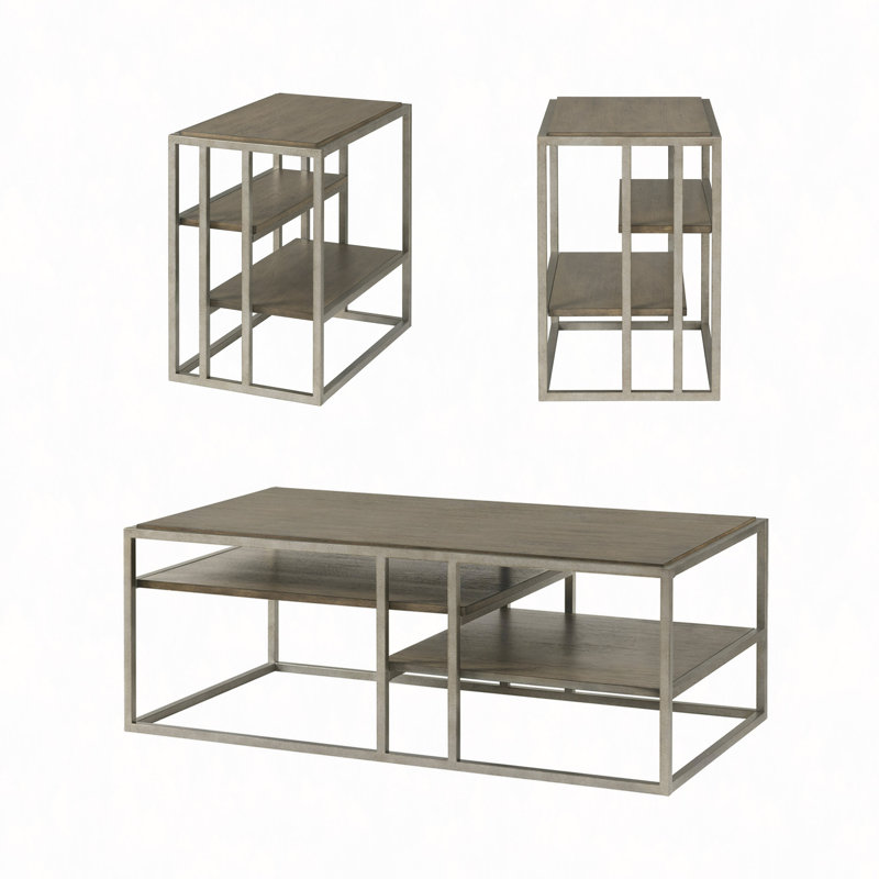 Ensemble 3 pièces de table basse et 2 tables d'appoint Padena