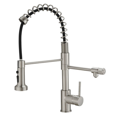 Brushed Nickel Drinking Water Faucet With Purifier And Pull Down Filter For Contemporary Kitchen Sinks Sink Faucets Function - In