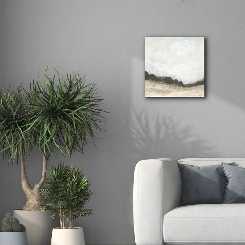  «In The Field Square 2 Neutral» par Cheryl Warrick, art mural sur toile, 18 po x 18 po