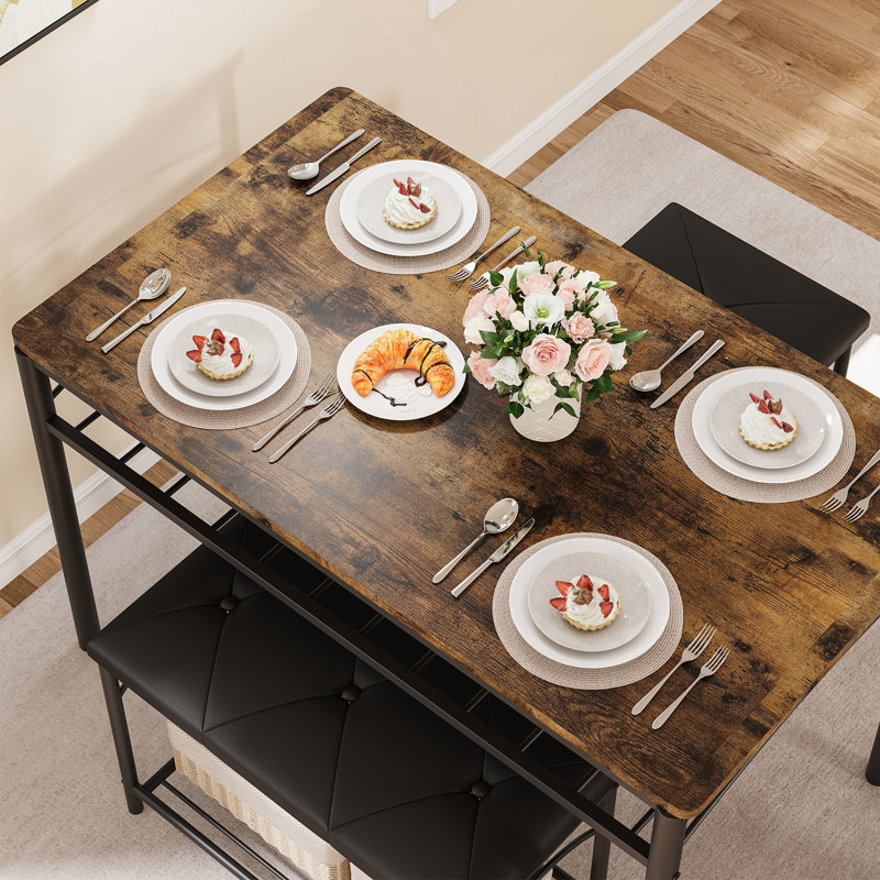Space-Saving 4-Piece Dining Table Set, Brown