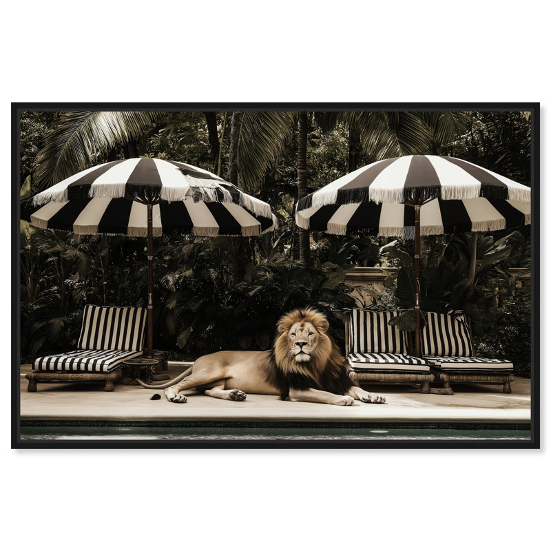 Luxe of the Jungle King Canvas Retro Photography by Art Remedy Print On Canvas, 37" H x 55" W, Black Floater Framed