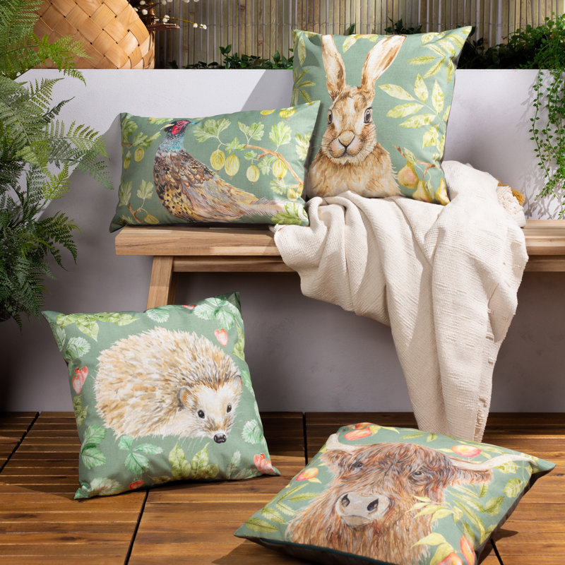Grove Hedgehog Indoor / Outdoor Floral Square Cushion Cover