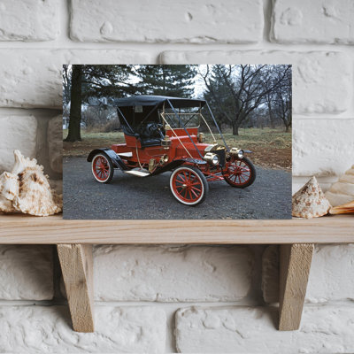 1910S Antique Red Ford Model T Roadster Automobile Classic Retro Vintage Wall Art