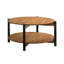 Table basse ronde en bois d'ingénierie finition noyer avec tablette ouverte - Mobilier de salon de style transitionnel