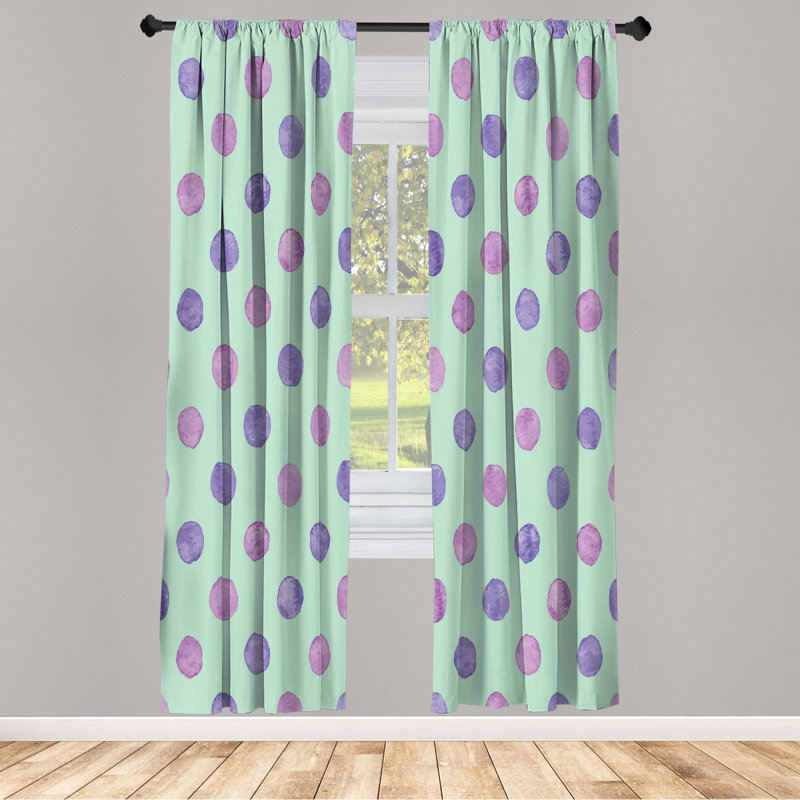 Microfiber Floral Semi-Sheer Rod Pocket Curtain Panels, 28" W x 95" L, Blue/Pink/Light Green