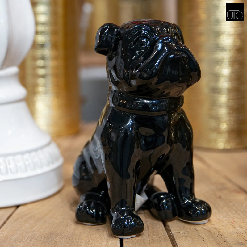 Ceramic Figurine Gloss Finish Black , Black