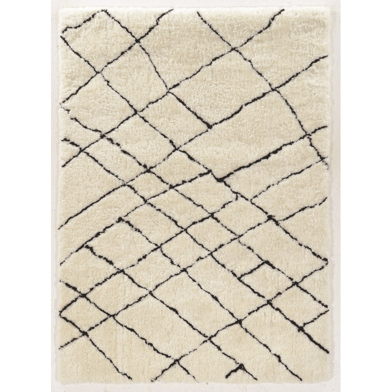 Tapis à poil long marocain ivoire, Rectangle 8 pi x 10 pi