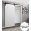 Porte de grange coulissante avec quincaillerie | Planum blanc mat 0770 peint | Ensemble robuste de cintres 6,6 pi | Portes intérieures modernes à panneau solide - 24 po x 84 po - Rail noir-110274855