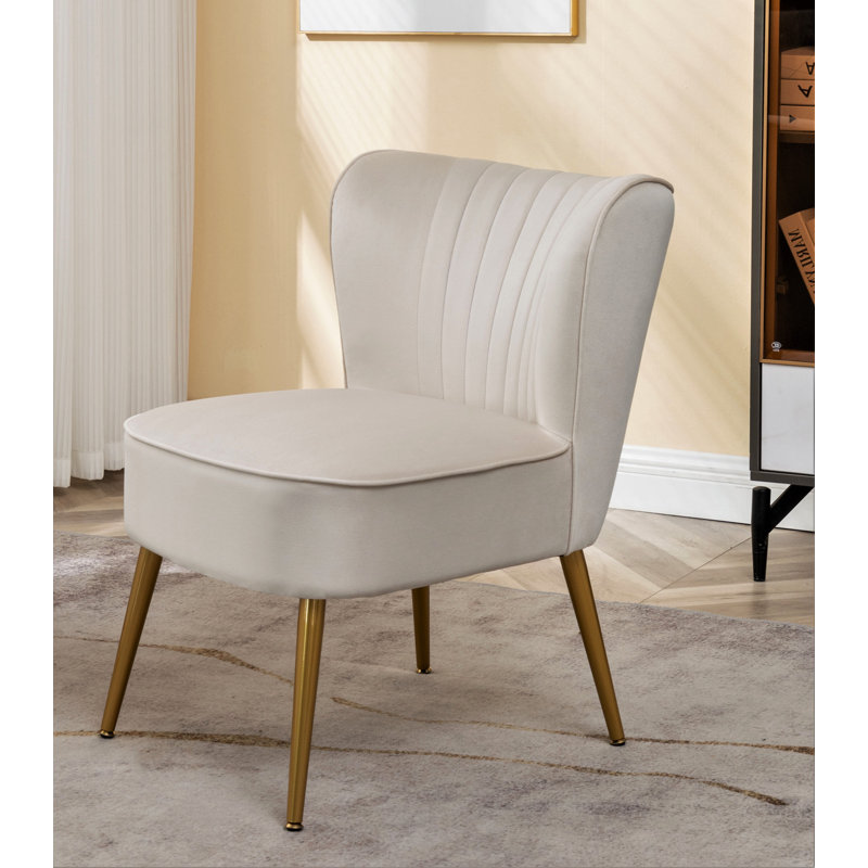 Upholstered Slipper Chair, Ivory