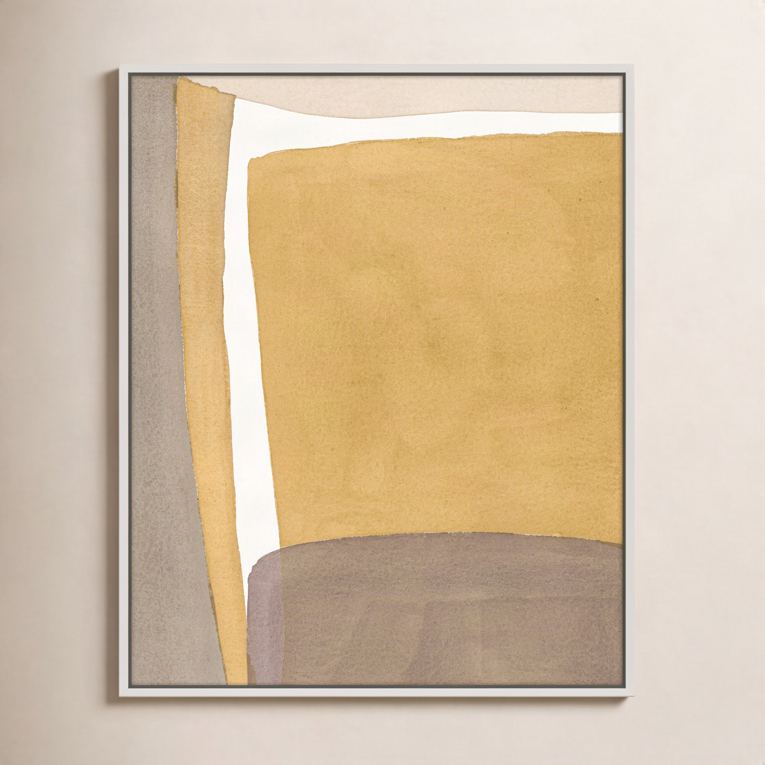 Light Ochre by Julia Balfour, White Framed Canvas, 30" H x 24" W x 1.4" D