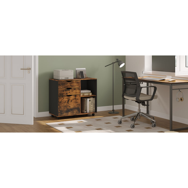 3 -Drawer Filing Storage Cabinet, Rustic Brown