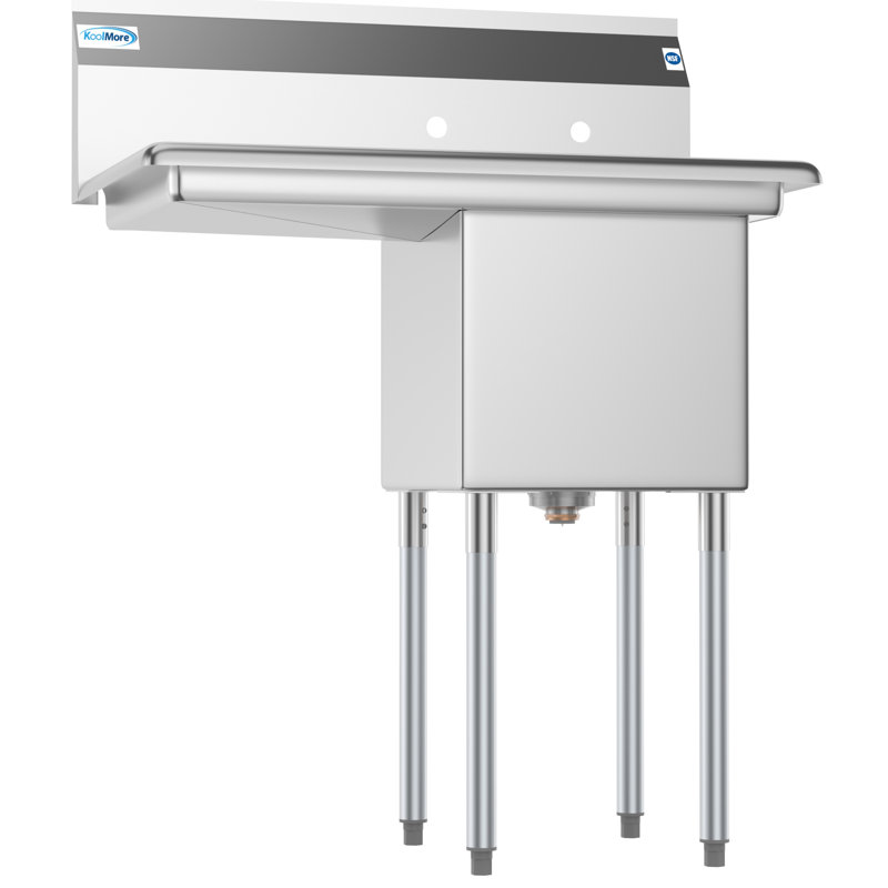 33'' Brushed Stainless Steel Wall Mount Commercial Sink with Drainboard