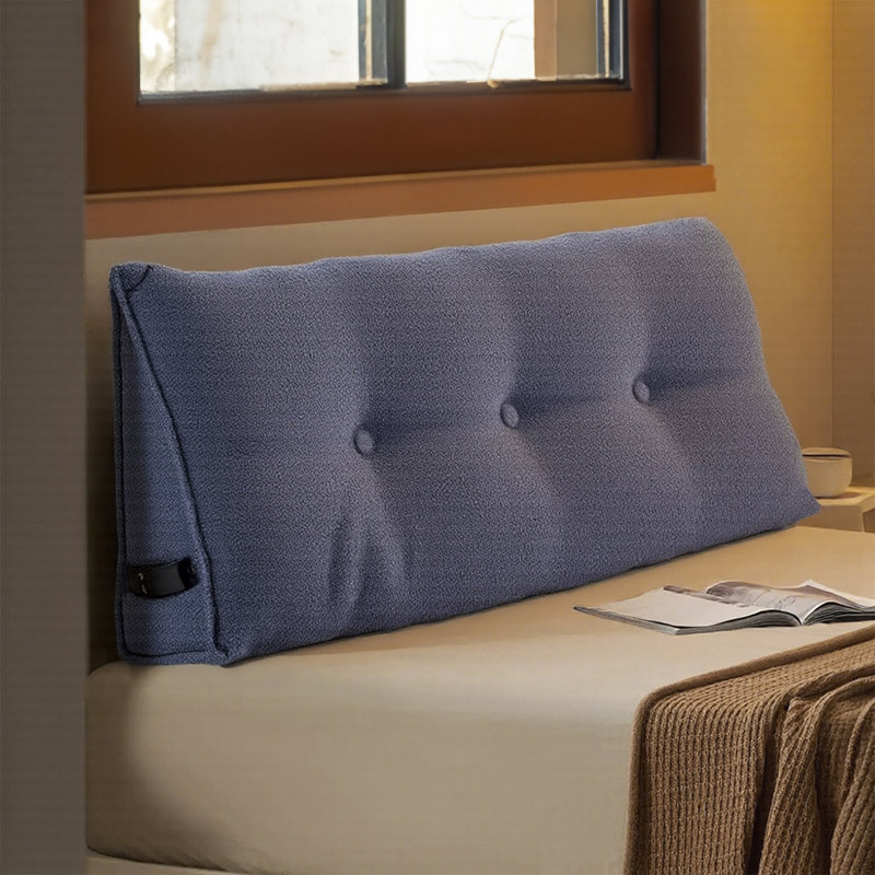 Triangle Wedge Headboard Pillow Backrest Support Cushion, Slate Blue, 100cm W x 50cm D