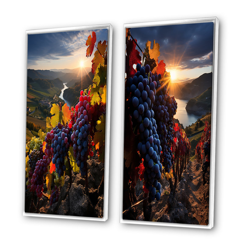 «Scenic Vivid Vineyard», 2 pièces, Cadre blanc, H 32 po x l 32 po