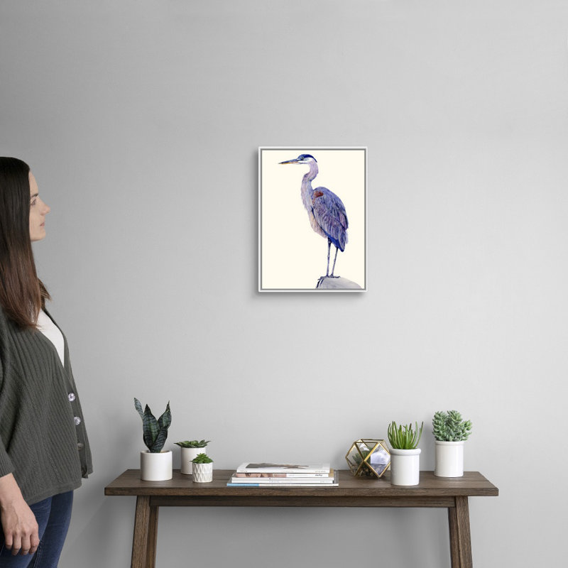 «Heron Study I», art mural sur toile, Toile blanche encadrée, H 18 po x l 14 po x P 2 po