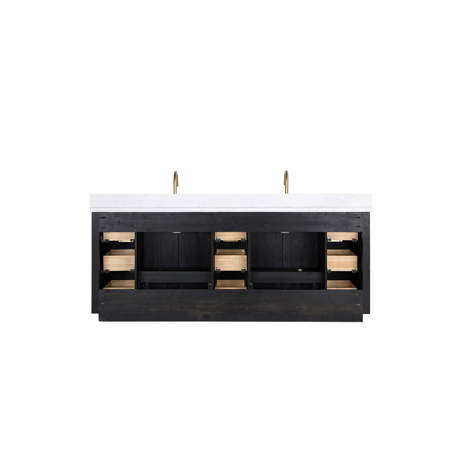 Adela 84'' Double Bathroom Vanity, Black, White, Gold