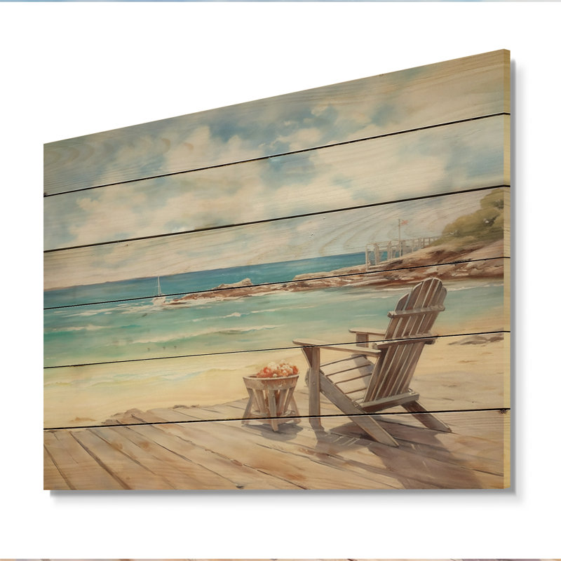 Lleyton Coastal Lounging III sur impression de bois, H 24 po x l 32 po x P 0,78 po