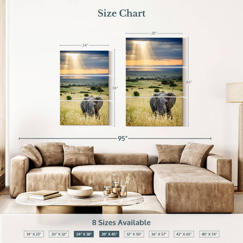 Brampt Savanna Elephant, 38" H x 24" W