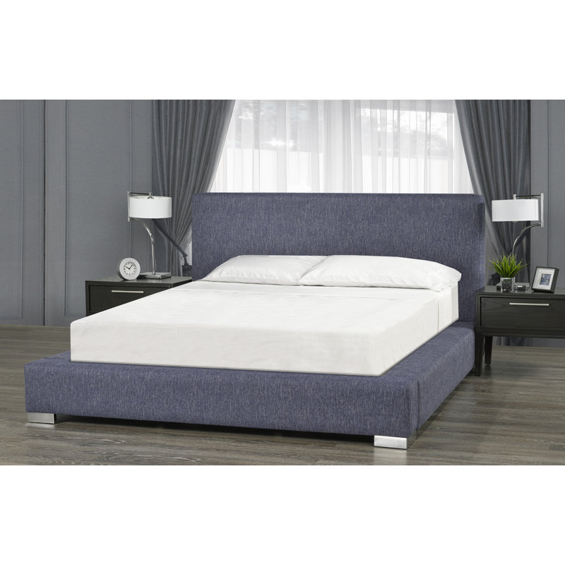 Lit plateforme tapissier en bois massif, Double