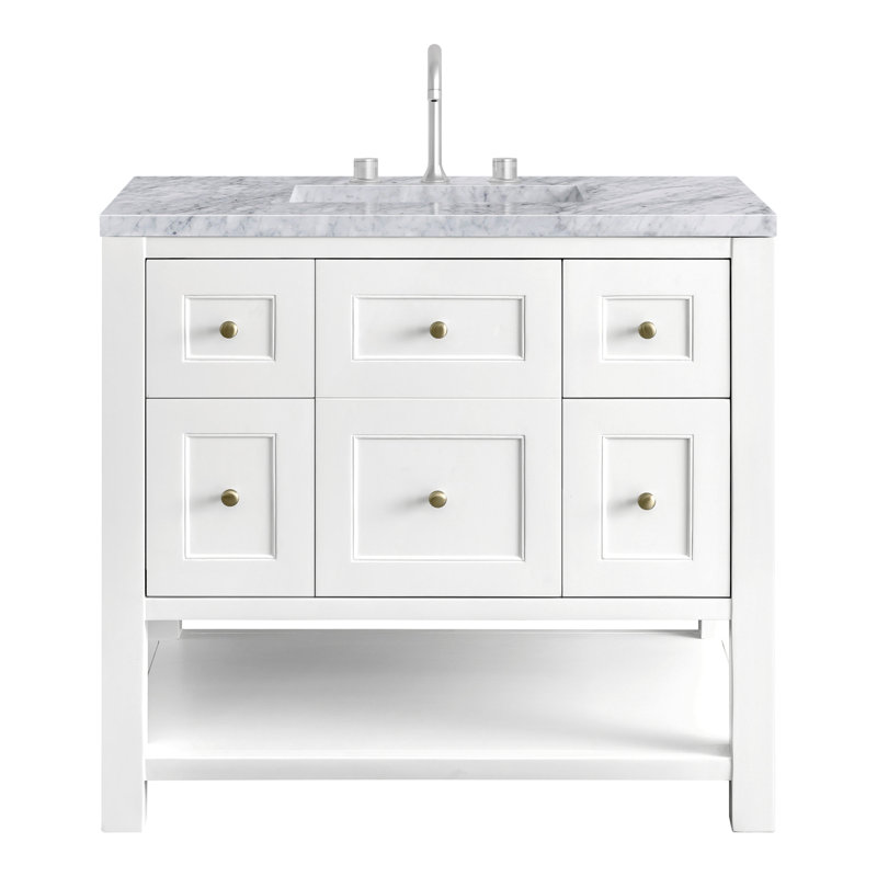 Breckenridge 36'' W Single Vanity, Bright White, Carrara White, 8" Widespread