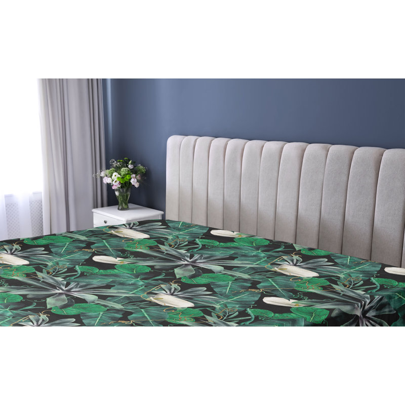 Drap-housse Ambesonne, Drap-housse de taille simple, Vert fougère, vert jade / floral