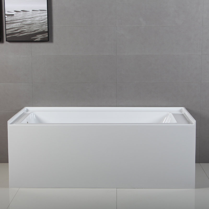 Kingston Brass Aqua Eden 60-Inch Acrylic Rectangular 3-Wall Alcove Tub, Left Hand
