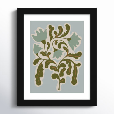 Expressive Abstract House Plant Playful Blue Framed On Paper by The Creative Bunch Studio Print