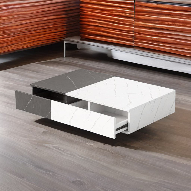 Table basse simple Rolette, Blanc / gris