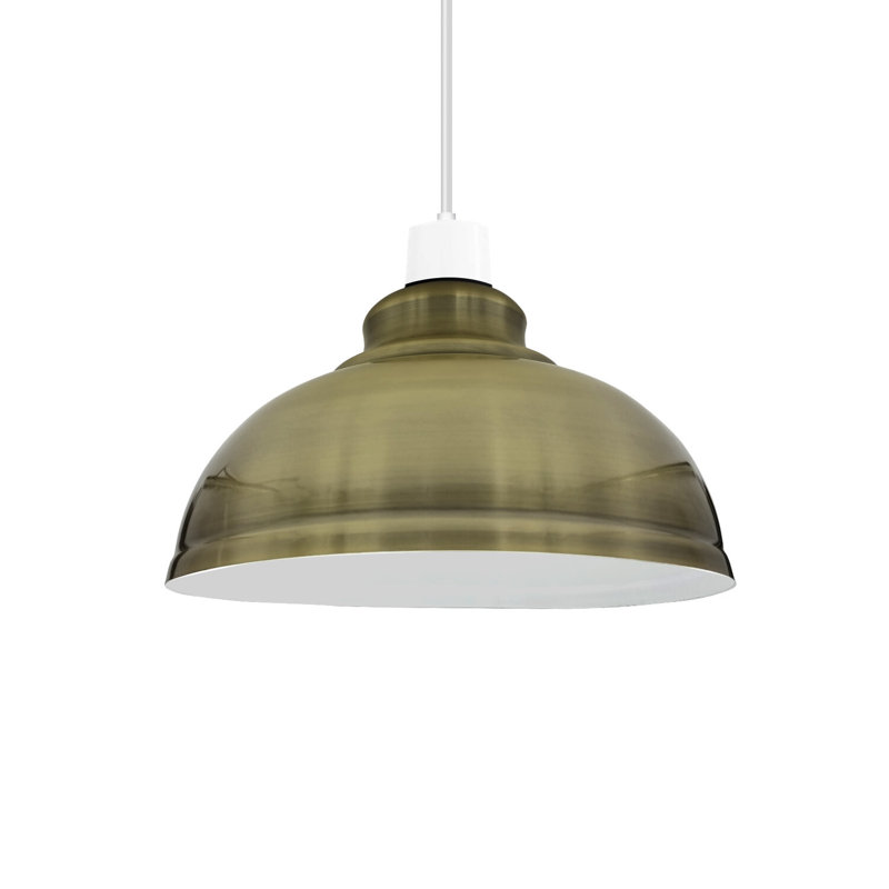 17cm H Metal Dome Lamp Shade, Green Brass