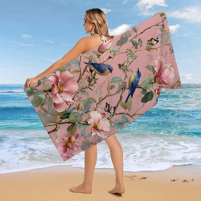 Serviette de plage rose en microfibre à séchage rapide | Serviette de bain 63 "x 30" sans sable | Serviettes très absorbantes pour la piscine, les voyages, la natation et le sport
