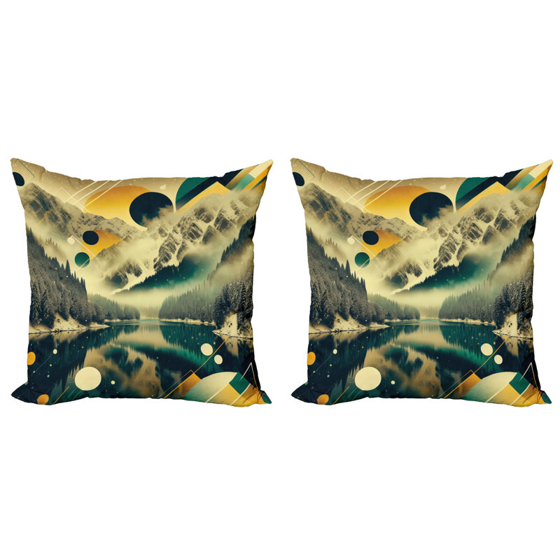 Emerald Green and Amber Microfiber Reversible Throw Pillow Set