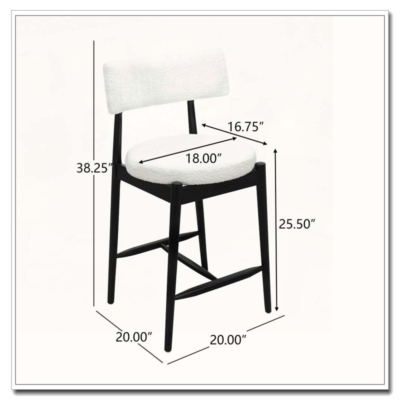 Tabouret de bar rembourré Boucle, Noir