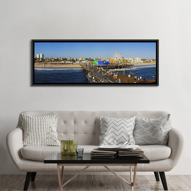 « santa monica pilier », reproduction de photo sur toile, H 24 po x l 72 po x P 1,5 po, Toile avec cadre noir
