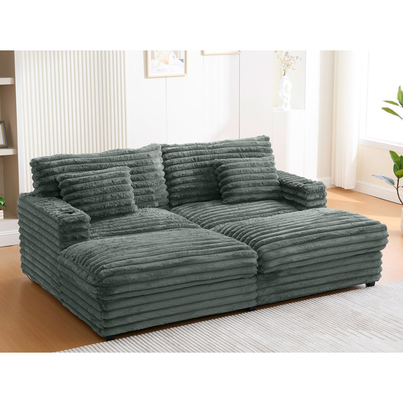 Canapé en fausse fourrure, Gris foncé