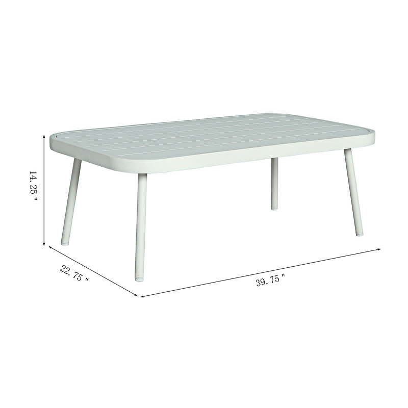 Steel Loveseat And Table Set, Gray, Off-White/Gray