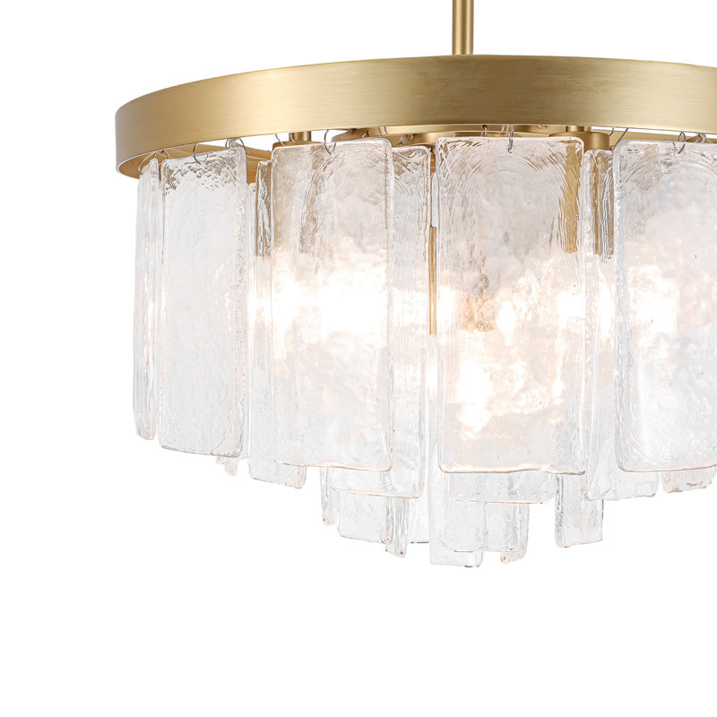 Lustre tambour en verre Livingon, Or brossé, 13.4" H x 15.7" W x 15.7" D