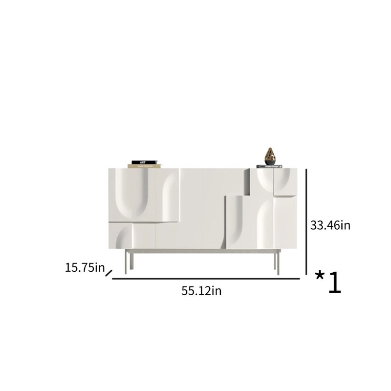 Armoire d'appoint simple de style crème simple, H 35,46 po x l 55,12 po x P 15,75 po