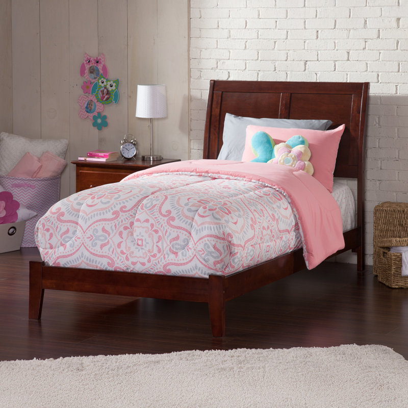  Lampley Solid Wood Foundation Bed , Walnut, Twin XL