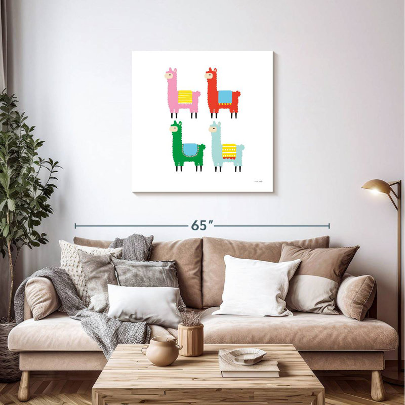Brampt, les lamas colorés, H 36 po x l 36 po